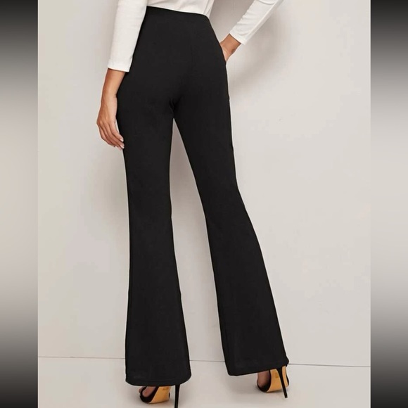 Black business causal slit hem flared bootcut pants - Picture 3 of 6
